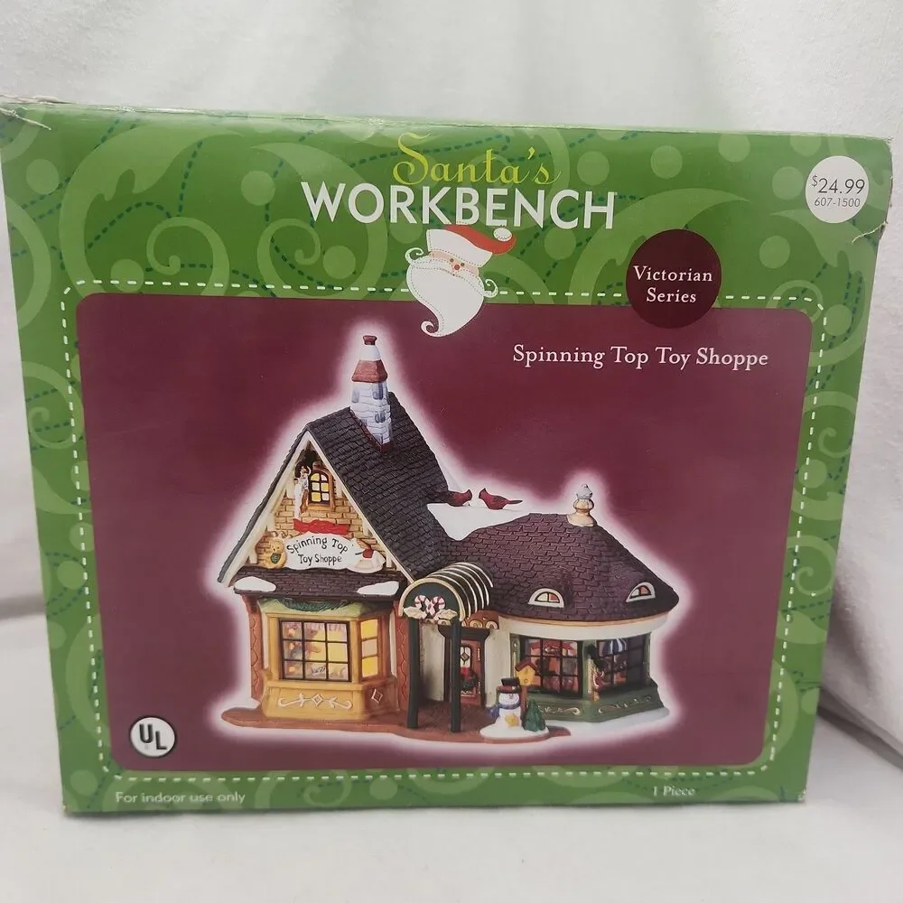 House Spinning Top Toy Shoppe Santa's Workbench Lighted Victorian Series 2002